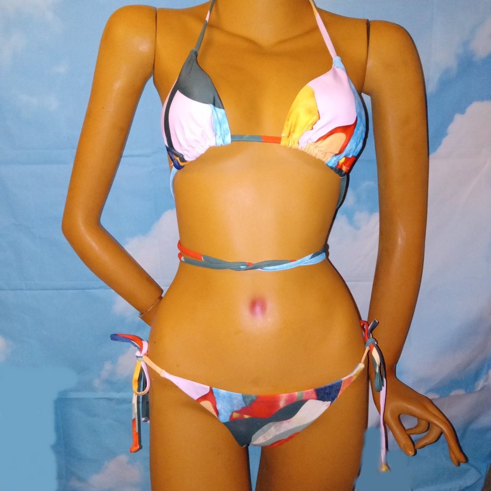 Abstract Cocktail String Bikini Stringkini Size L… - image 1